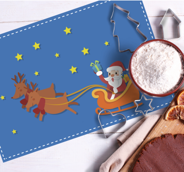 Tecknad tomte i hans släd julbordsmattor - Tenstickers