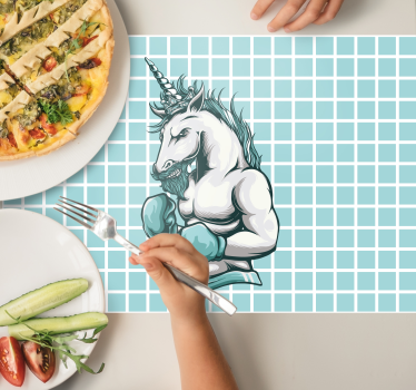 Träning gym unicorn tecknad original vinyl bordstabletter - Tenstickers