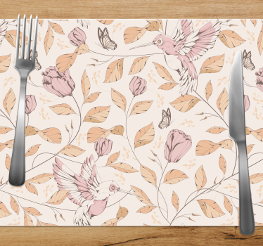 Tulpanmönster beige färger eleganta bordstabletter - Tenstickers