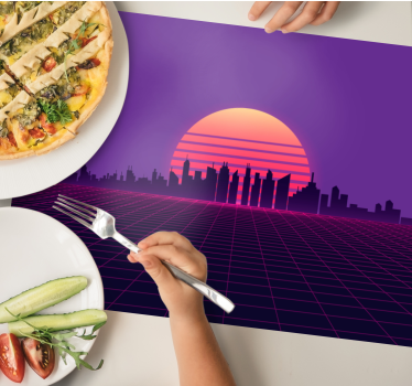 Vaporwave solnedgång 80-tals original vinylunderlägg - Tenstickers