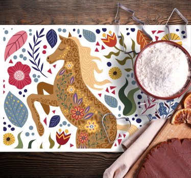 Vild häst folklore illustration original vinyl bordstabletter - Tenstickers
