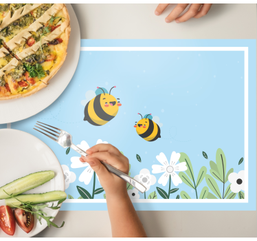 Vit blomma med bi original vinylplattformar - Tenstickers