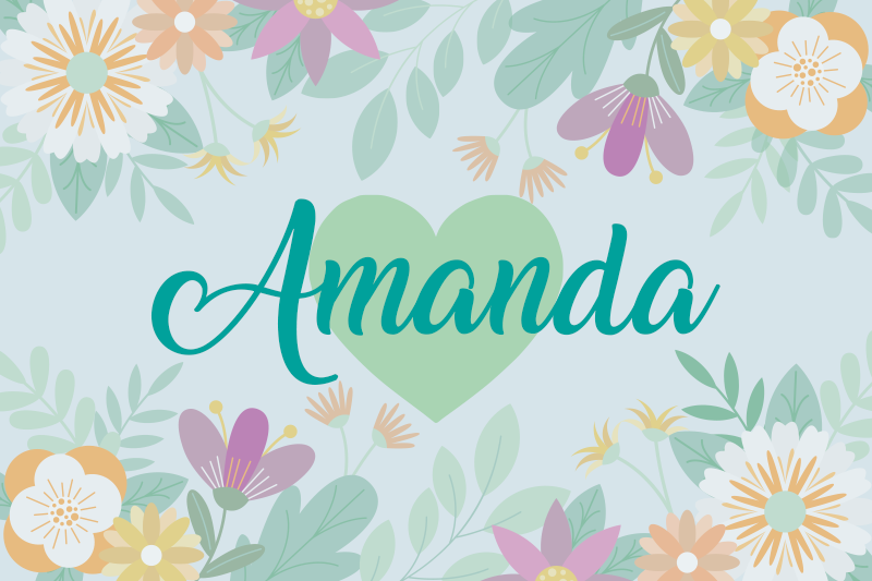 Bordstabletter med namn flower heart amanda - Tenstickers