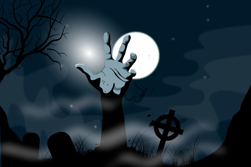 Bordstabletter halloween spöklik gravscen - Tenstickers