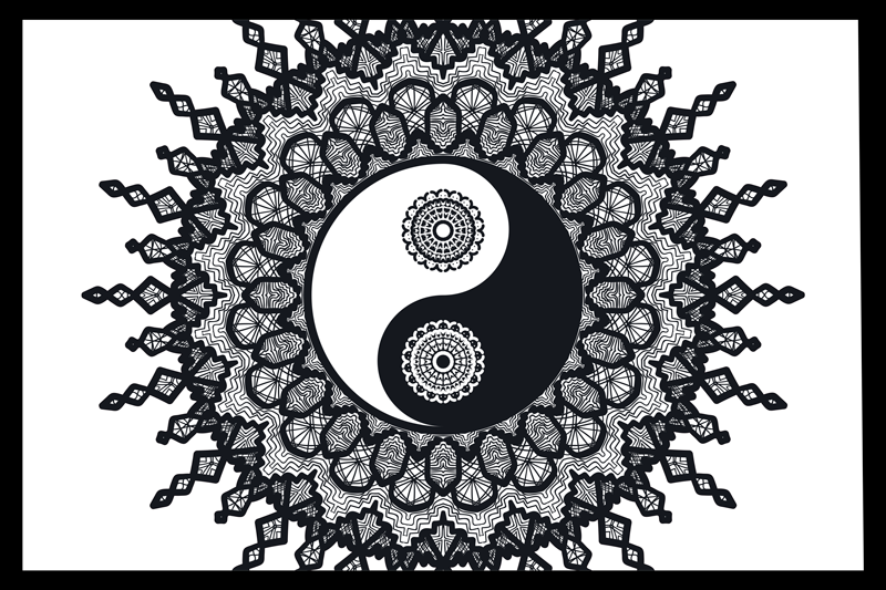 Bordstabletter yin yang mandala mönster - Tenstickers
