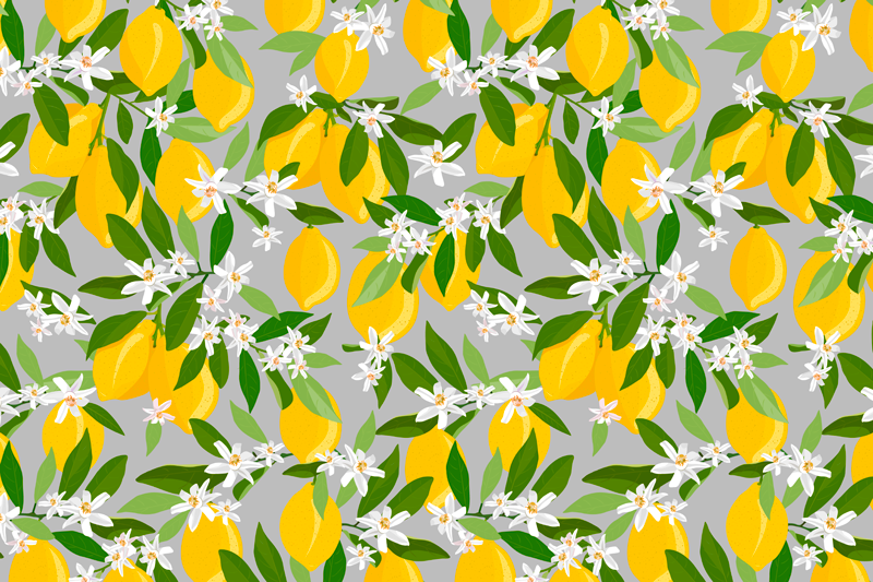 Lemon floral mönster bordstabletter original - Tenstickers