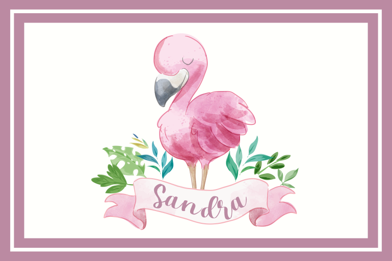 Bordstabletter med namn flamingo med band - Tenstickers
