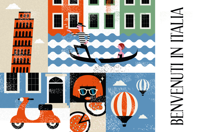 Vibrant italiensk scen bordstabletter original - Tenstickers