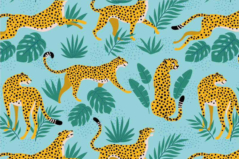 Bordstabletter original leopardmönster och gröna blad - Tenstickers