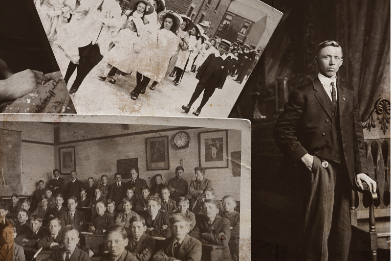 Hus bordstabletter vintage fotokollage - Tenstickers