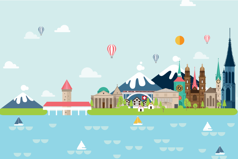 Färgglad stadssilhuett bordstabletter original - Tenstickers