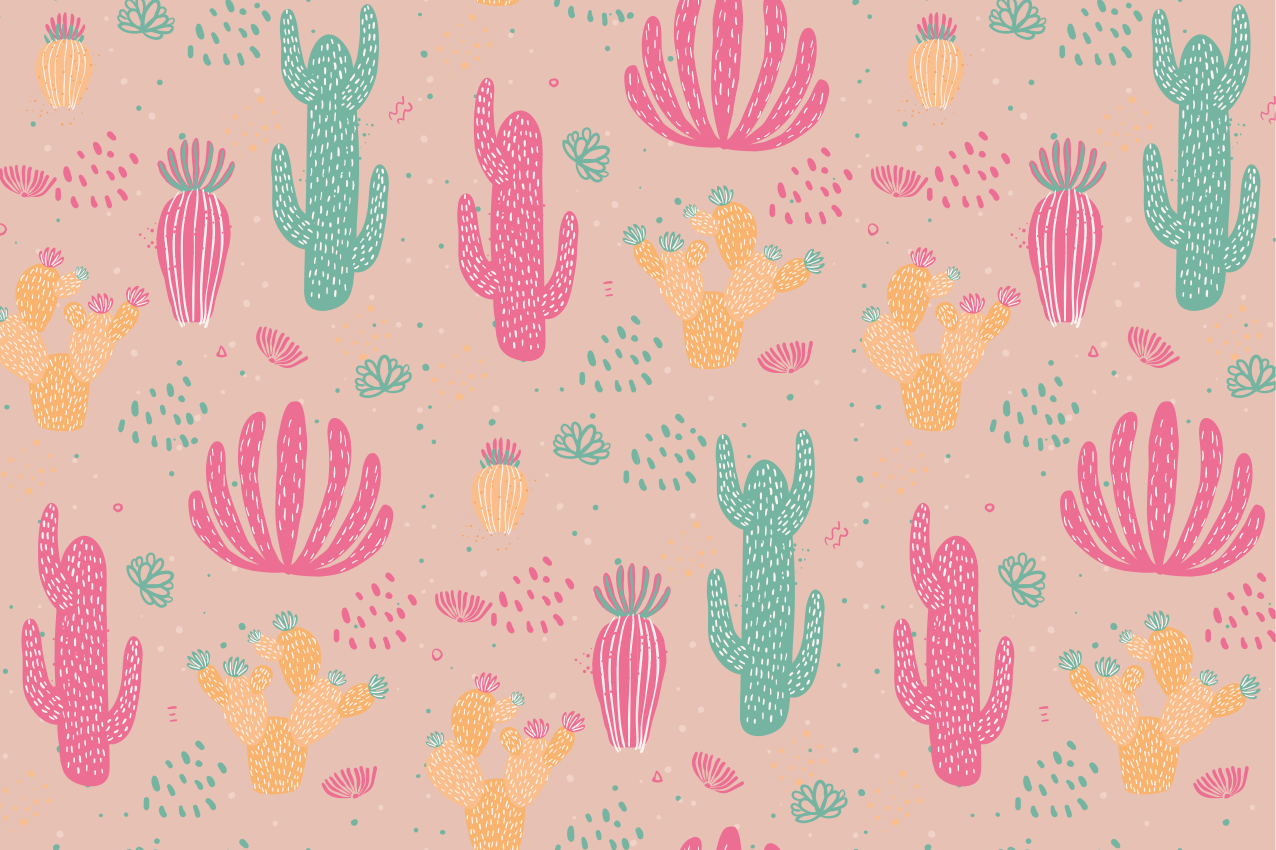 Vibrant cactus pattern bordstabletter original - Tenstickers