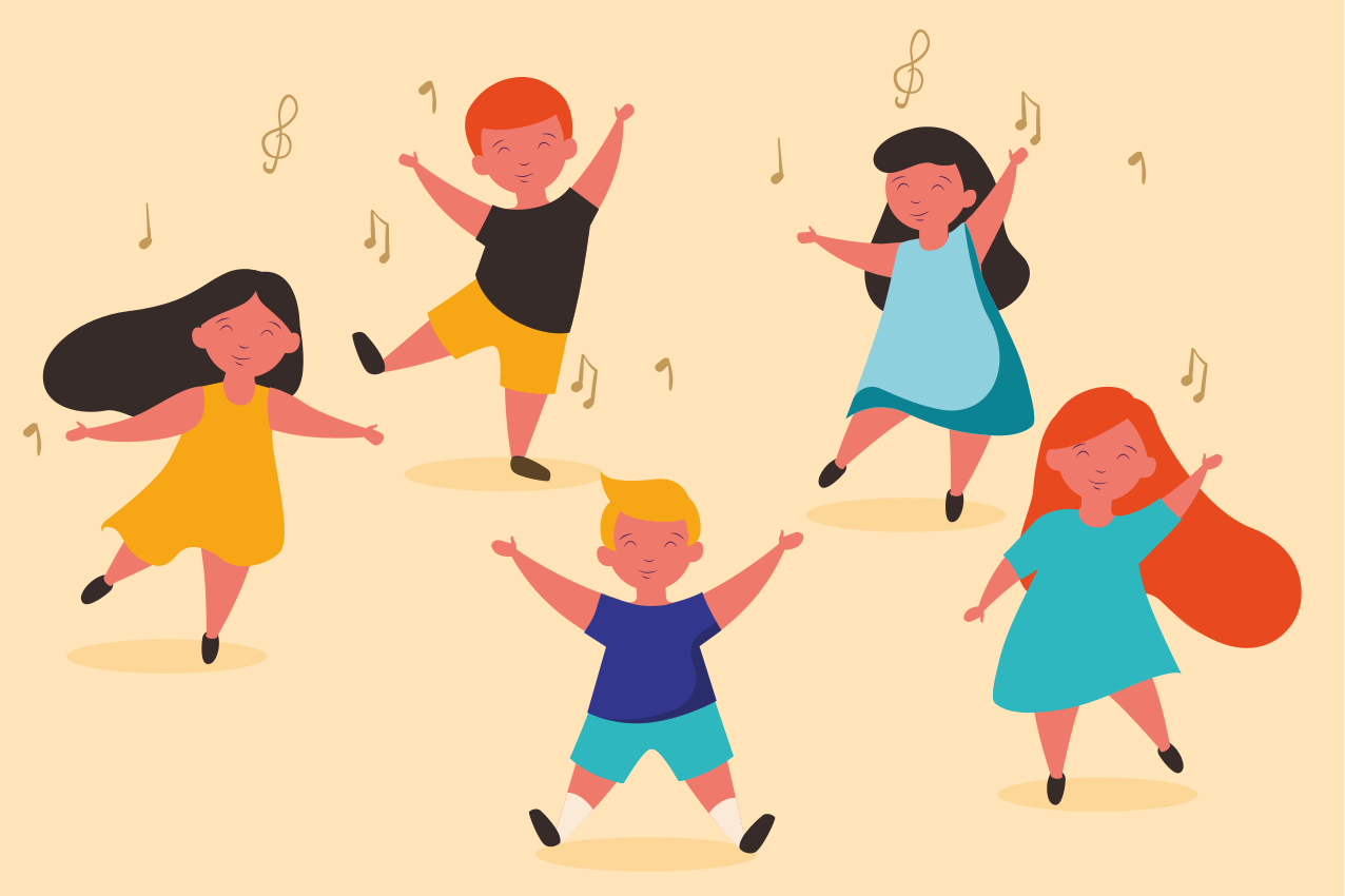 Bordstabletter barnen glädjefyllda dansande barn - Tenstickers