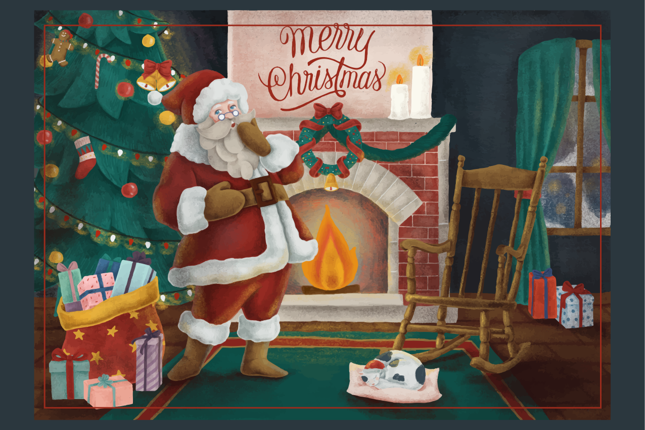 Xmas hus med santa jul bordstabletter - Tenstickers