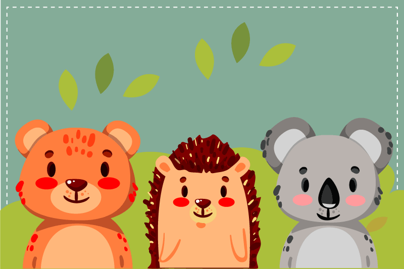 Söta djurkompisar bordstabletter barnen - Tenstickers