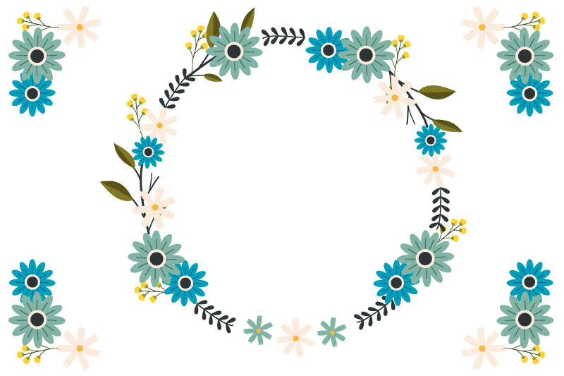 Bordstabletter original blommig ramaccent - Tenstickers