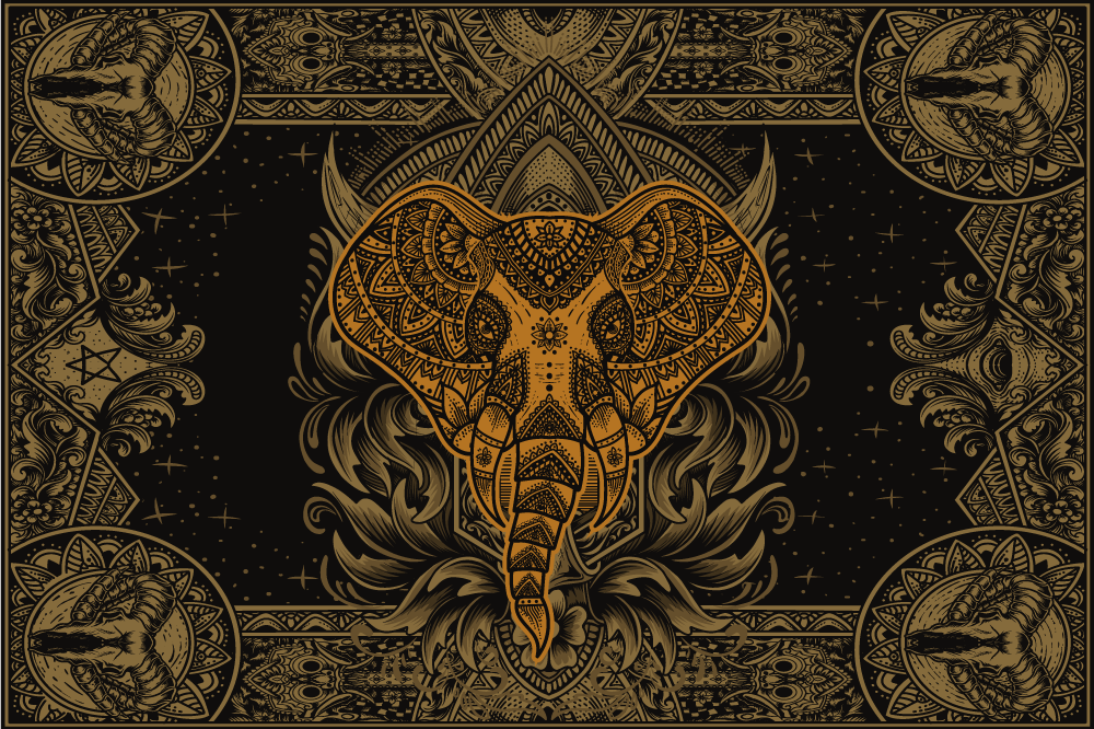 Bordstabletter original med intrikat elefantmotiv - Tenstickers