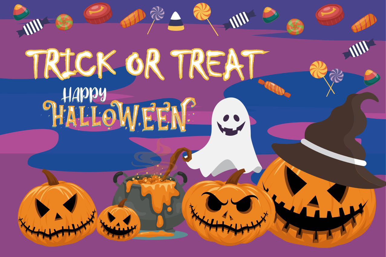 Bordstabletter halloween trick treat table - Tenstickers