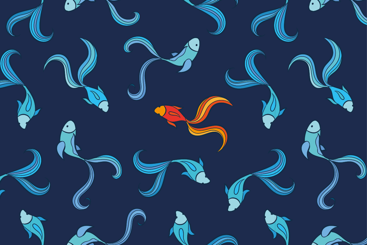 Vibrant fish motif bordstabletter original - Tenstickers