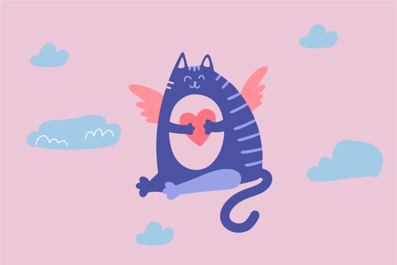 Bordstabletter barnen flygande katt med hjärta - Tenstickers