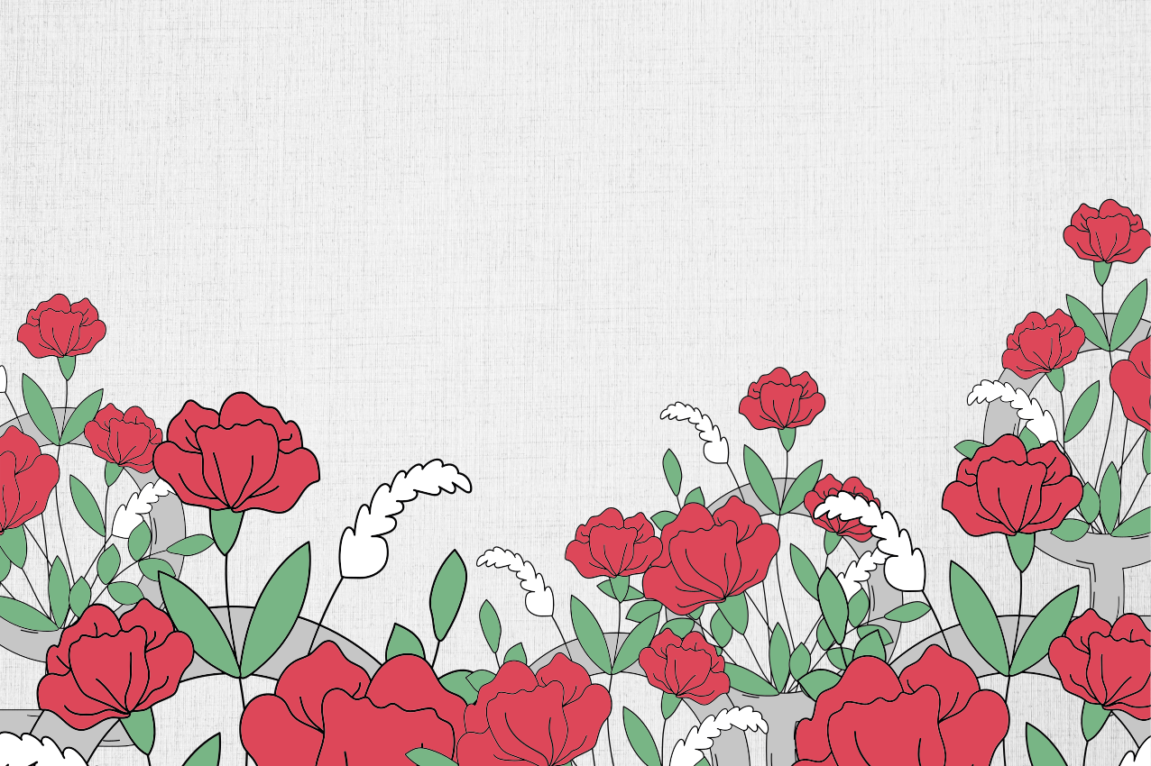 Röda ritade blommor original bordstabletter - Tenstickers