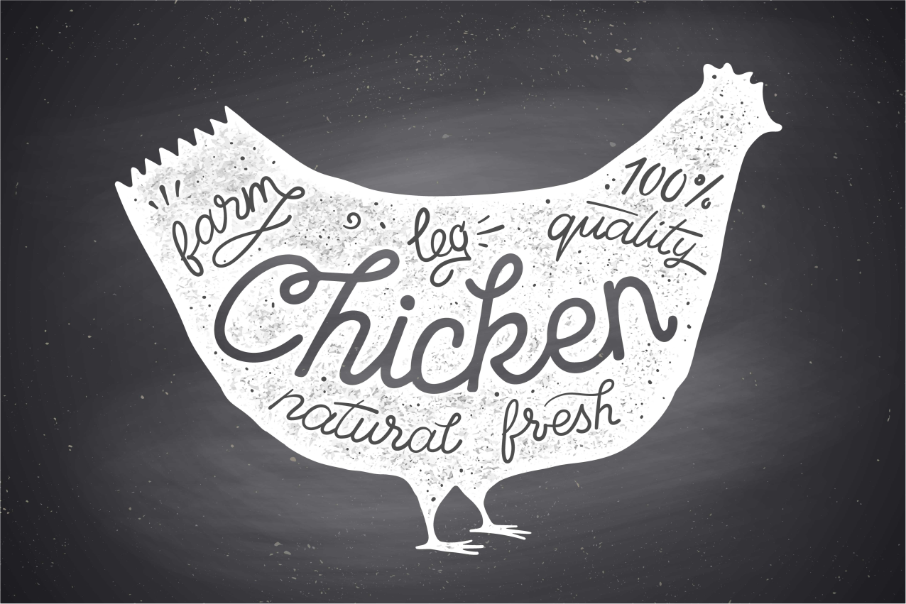 Tappning kyckling svart tavla original bordstabletter - Tenstickers