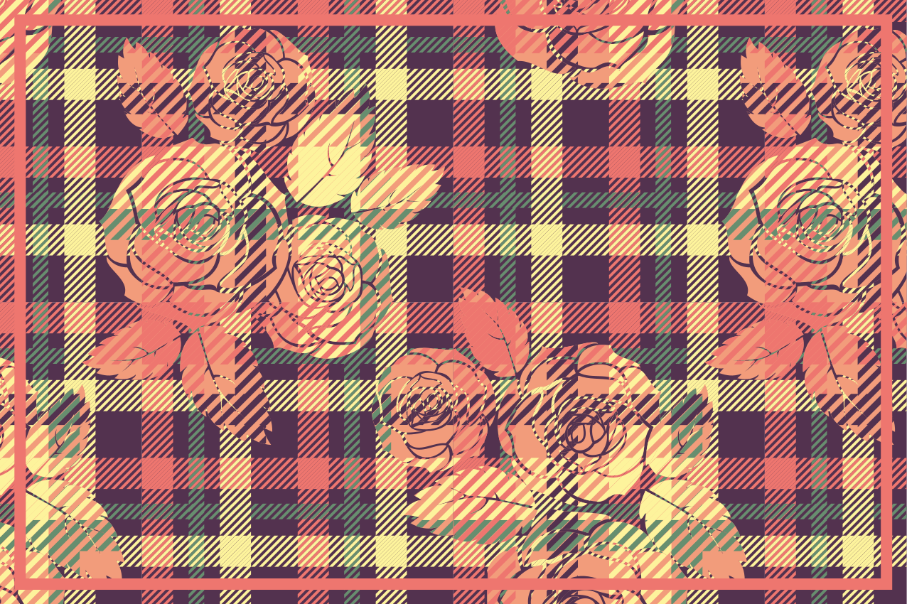 Bordstabletter botanisk rutemönster - Tenstickers