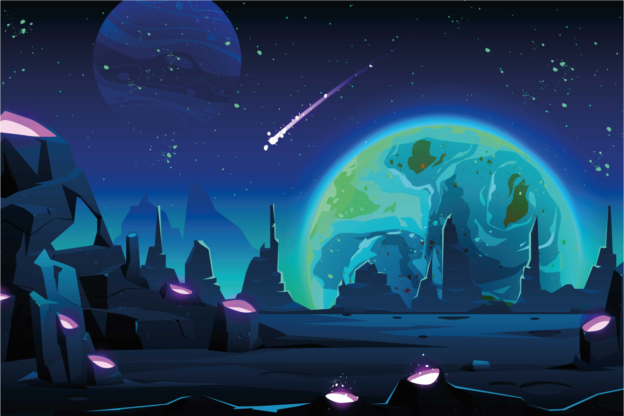 Cosmic landscape scene bordstabletter modernt - Tenstickers