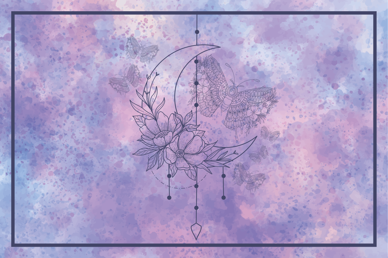 Bordstabletter original floral moon design - Tenstickers