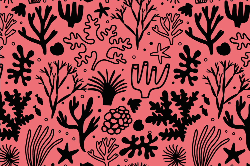 Röda och ryggväxter mönster original bordstabletter - Tenstickers