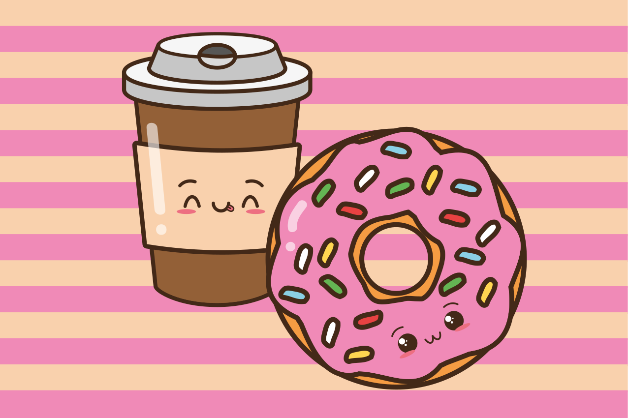 Rosa donut och kaffe ursprungliga bordstabletter - Tenstickers