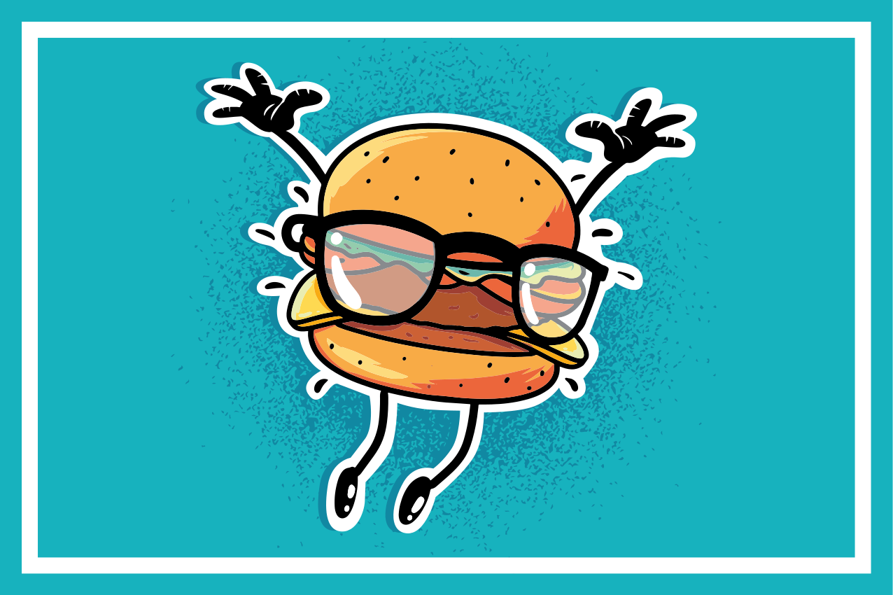 Cheese burger med glas bordstablett - Tenstickers