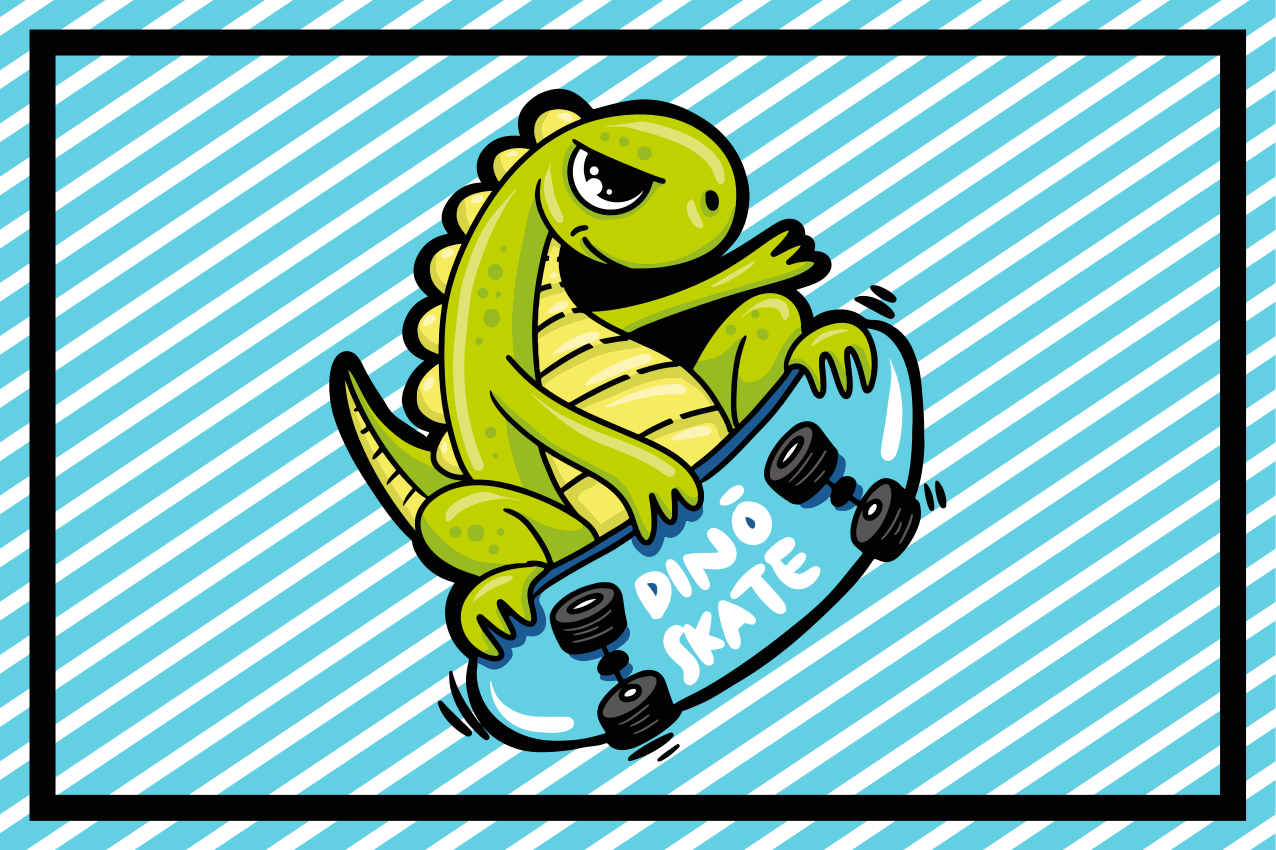 Bordstabletter barnen dino skateboardäventyr - Tenstickers