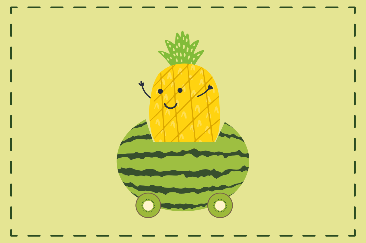 Ananas i en vattenmelon barn bordsmattor - Tenstickers