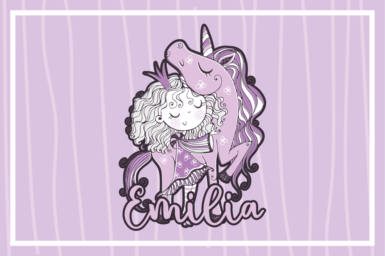 Konstnärlig prinsessa med en enhörning glasunderlägg - Tenstickers