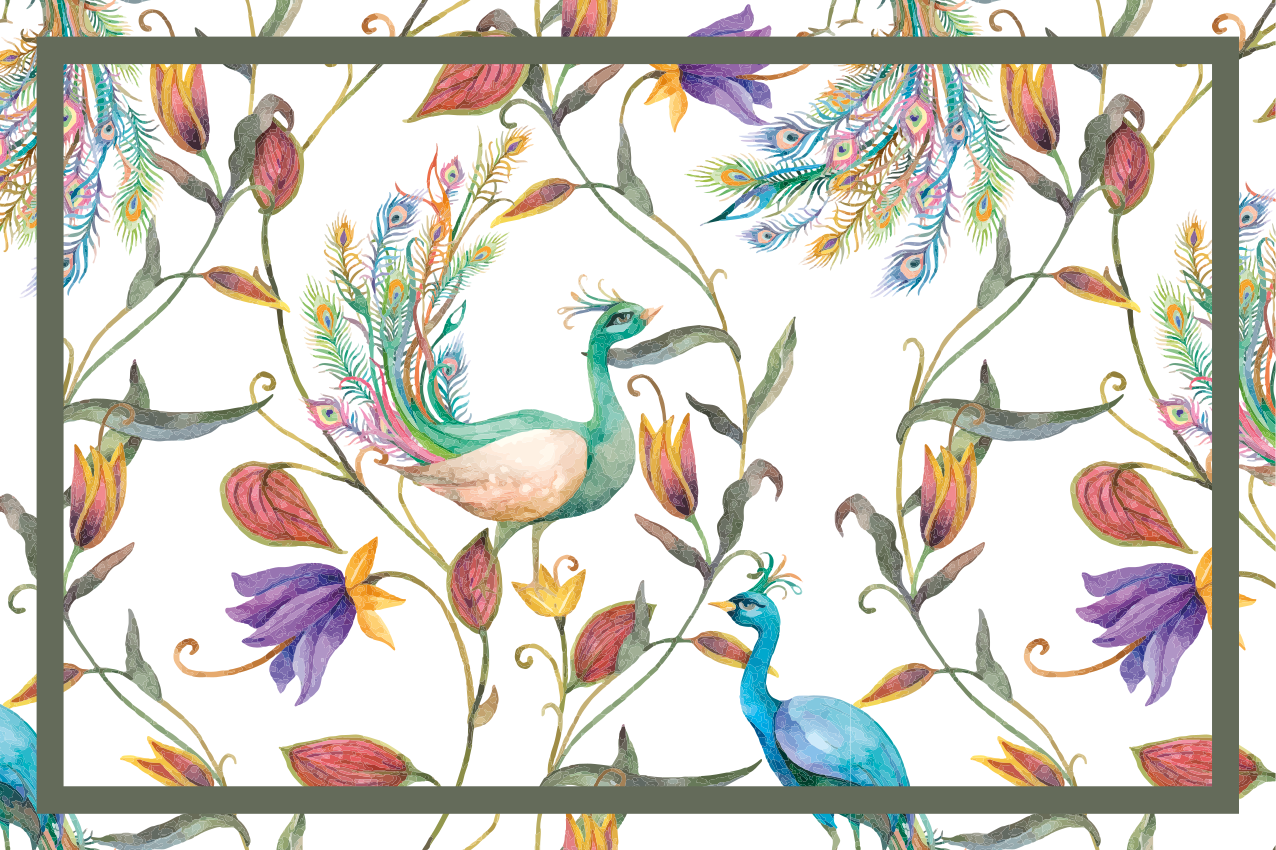 Bordstabletter original påfågelblommor mönster - Tenstickers