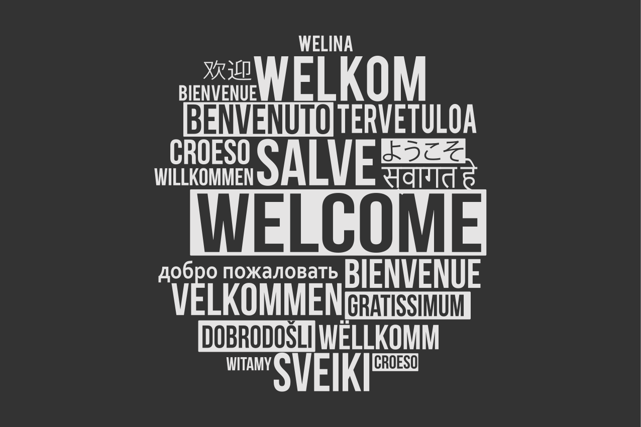 Bordstabletter texter välkommen flerspråkig design - Tenstickers