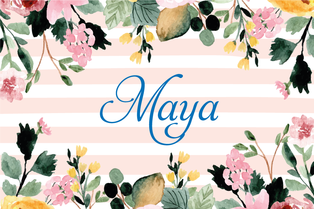 Bordstabletter med namn floral anpassad namn - Tenstickers