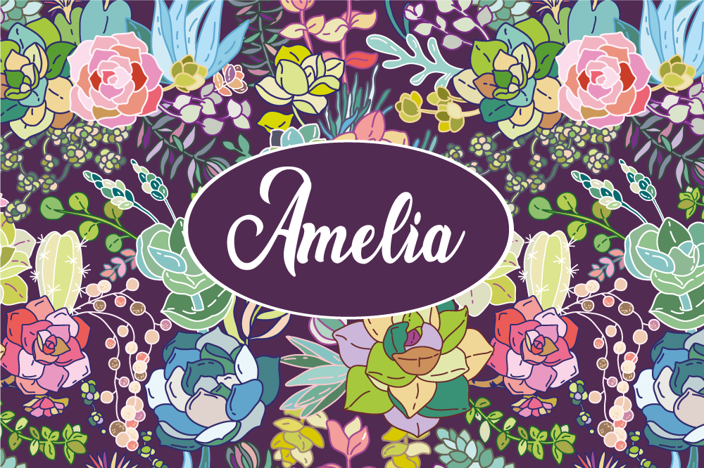 Bordstabletter med namn floral anpassad konst - Tenstickers
