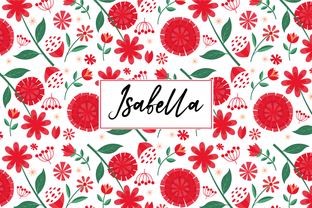 Bordstabletter med namn floral namn konst - Tenstickers