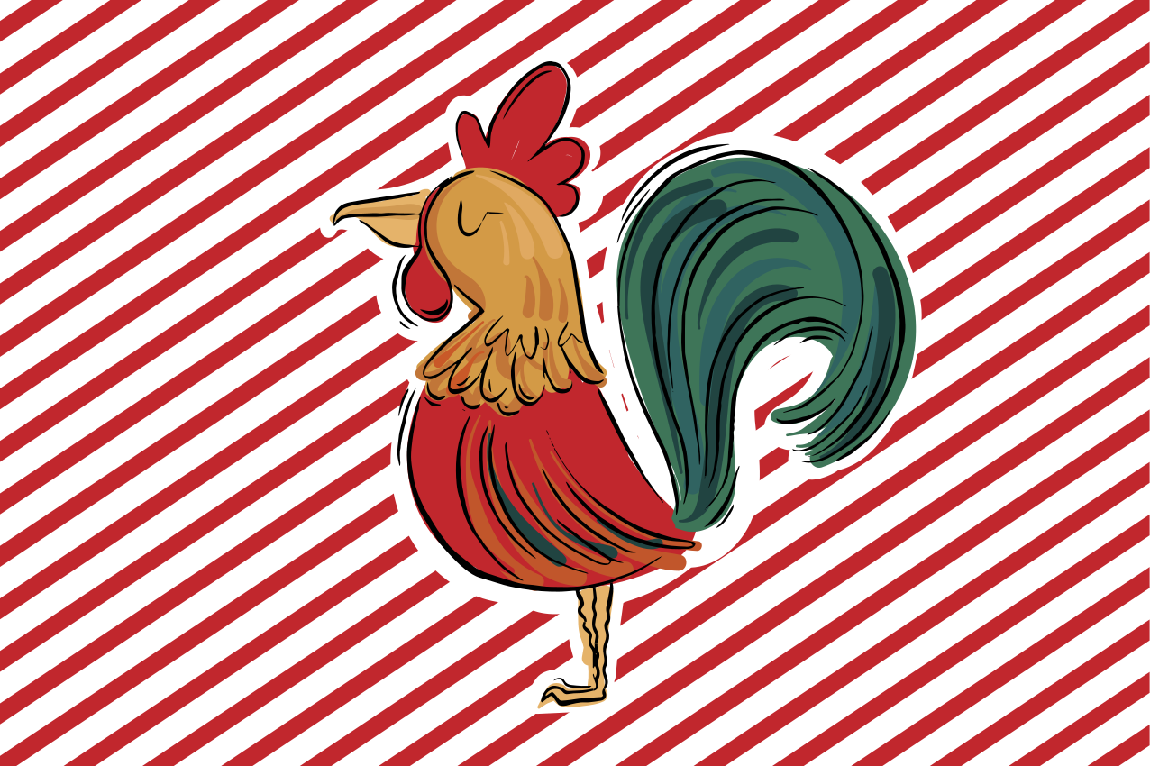 Rooster med ränder bordstabletter original - Tenstickers