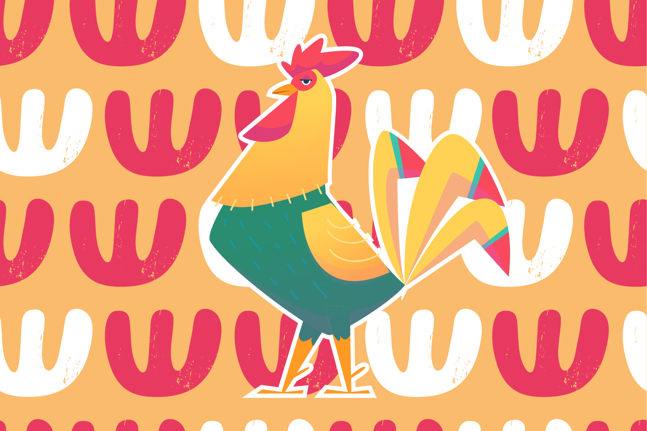 Tecknad illustration av tupp bordstabletter - Tenstickers