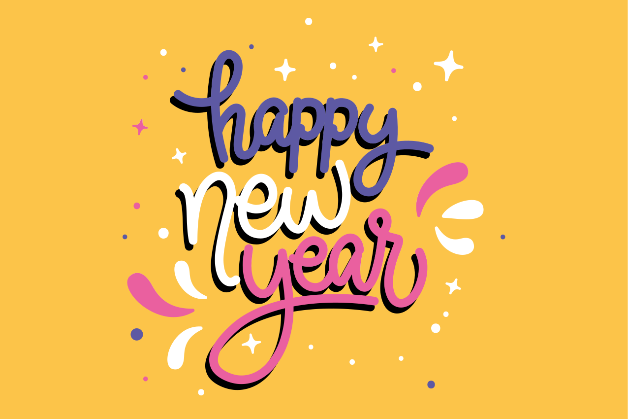 Roliga tecknade nyår original bordstabletter - Tenstickers