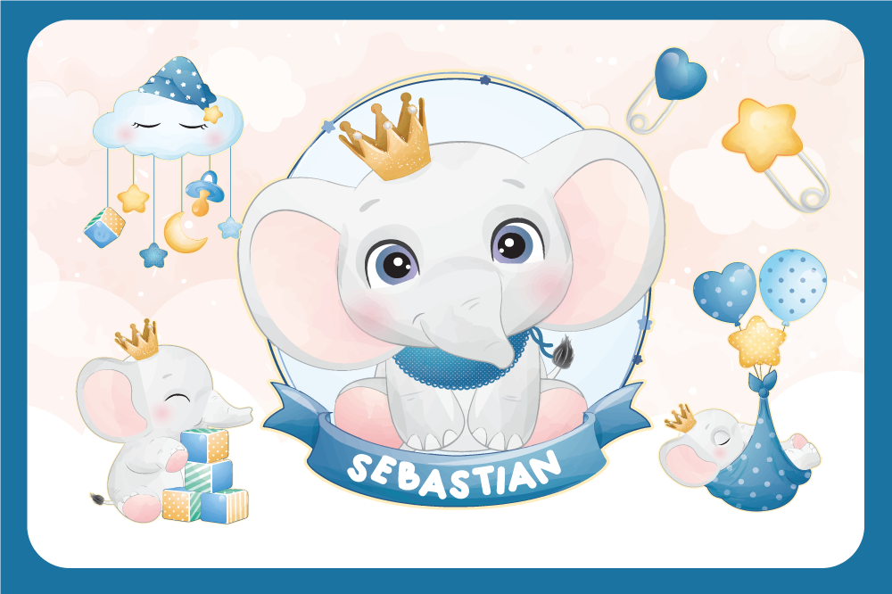 Söta elefantillustrationer bordstabletter barnen - Tenstickers