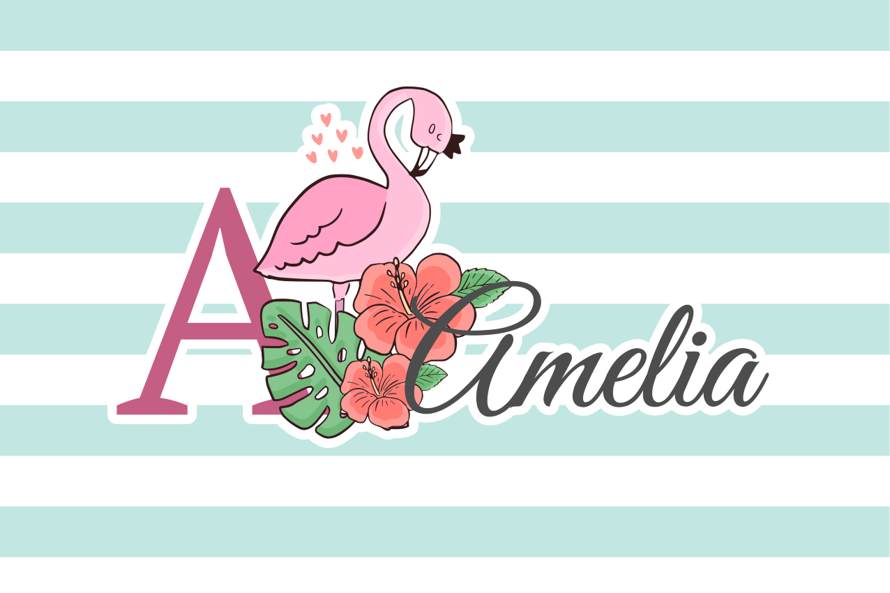 Bordstabletter barnen flamingo monogram amelia - Tenstickers