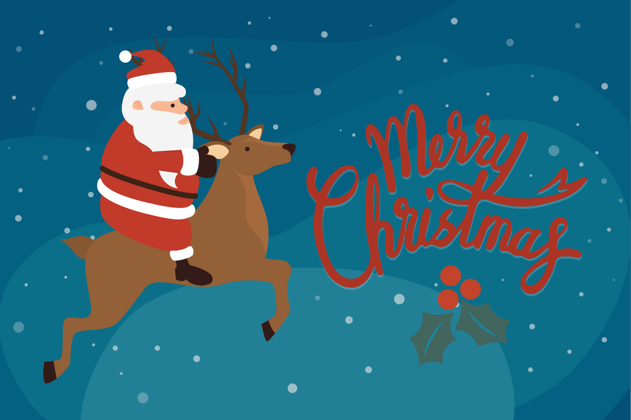 Jul bordstabletter tomten på renen - Tenstickers