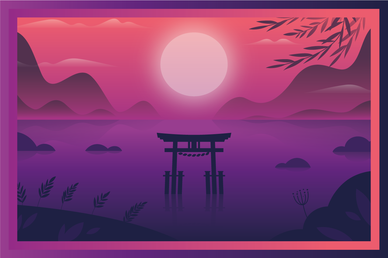 Serene sunset landscape bordstabletter modernt - Tenstickers