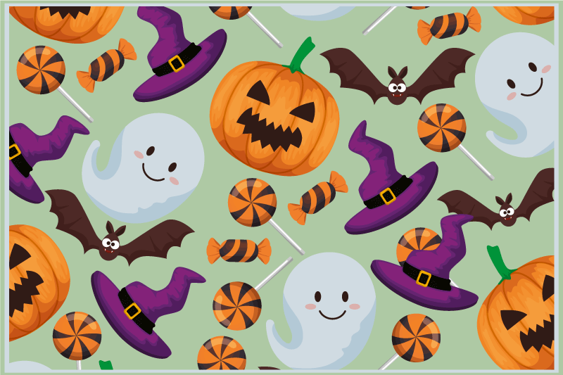 Tecknade spöken mönster halloween mattor - Tenstickers