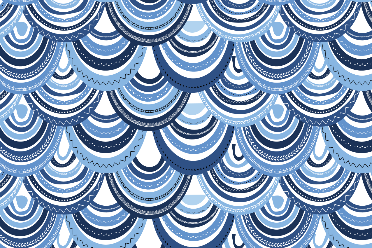 Blå fjäll fisk mönster abstrakta bordstabletter - Tenstickers