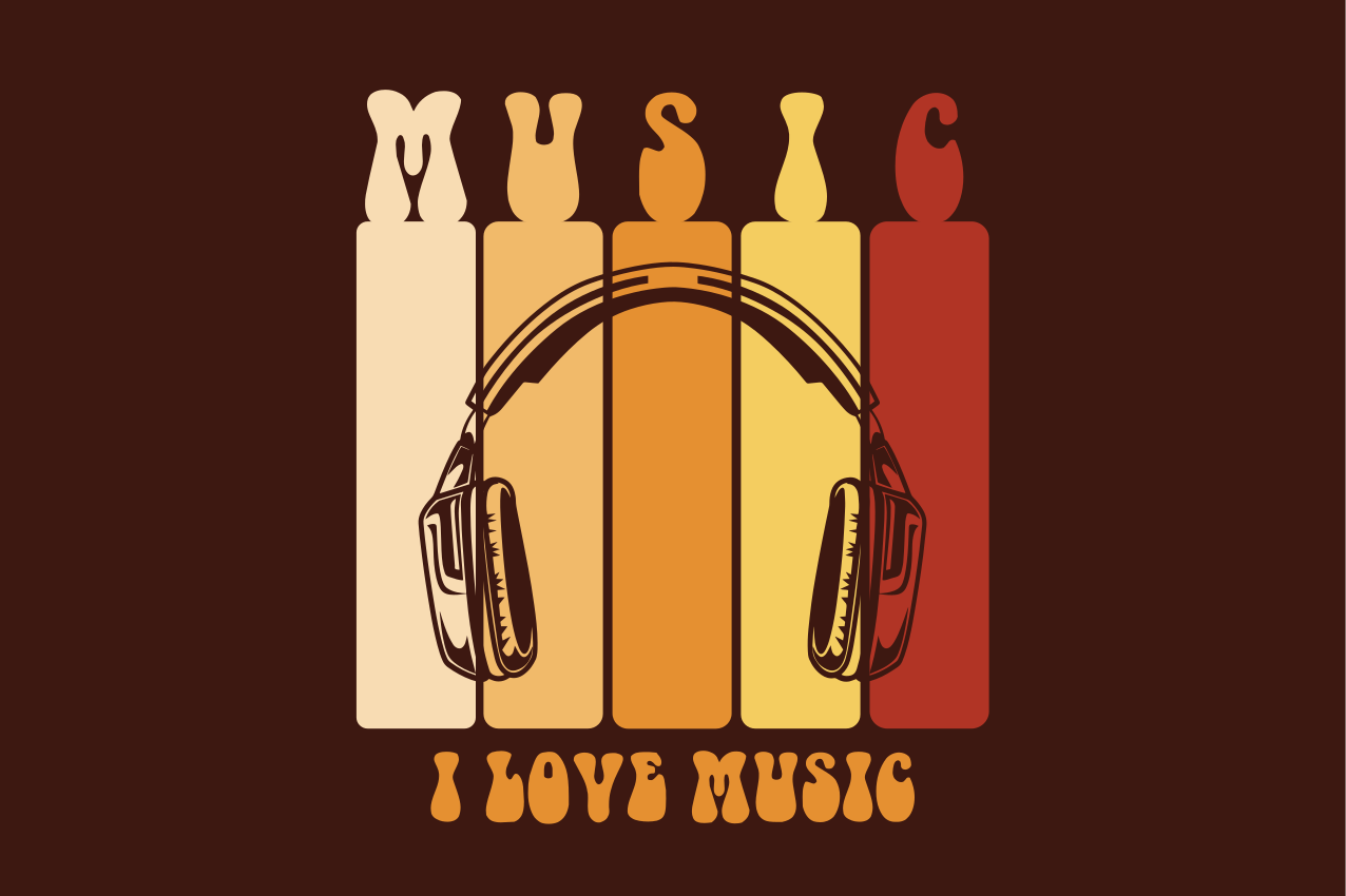 Jag älskar musik retro design original bordstabletter - Tenstickers